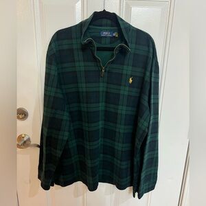 Polo Ralph Lauren quarter zip green plaid cotton shirt size xxl NWOT